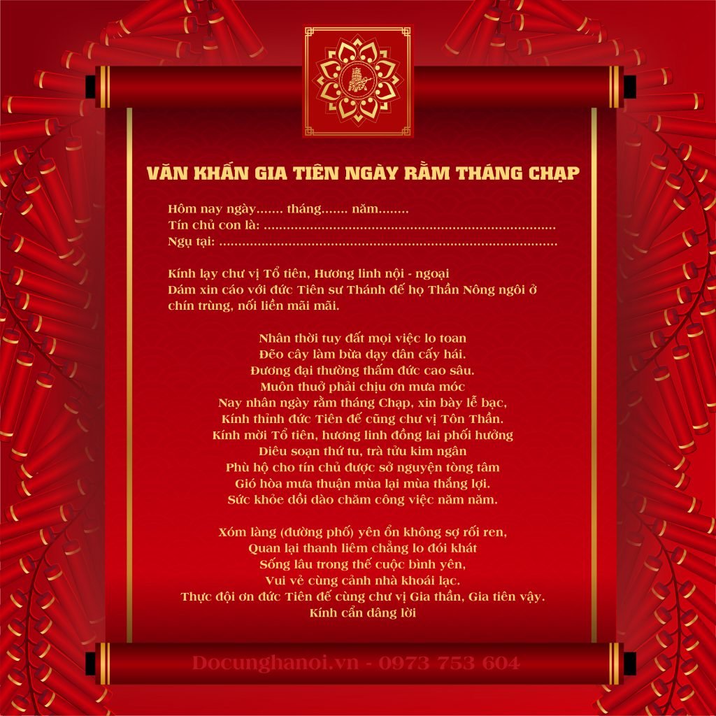 VĂN KHẤN GIA TIÊN NGÀY RẰM THÁNG CHẠP