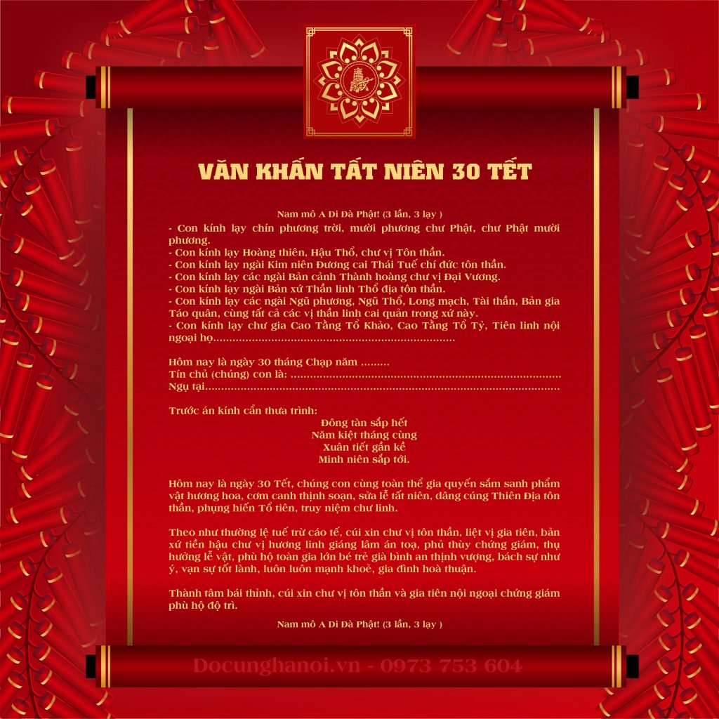 VĂN KHẤN TẤT NIÊN 30 TẾT
