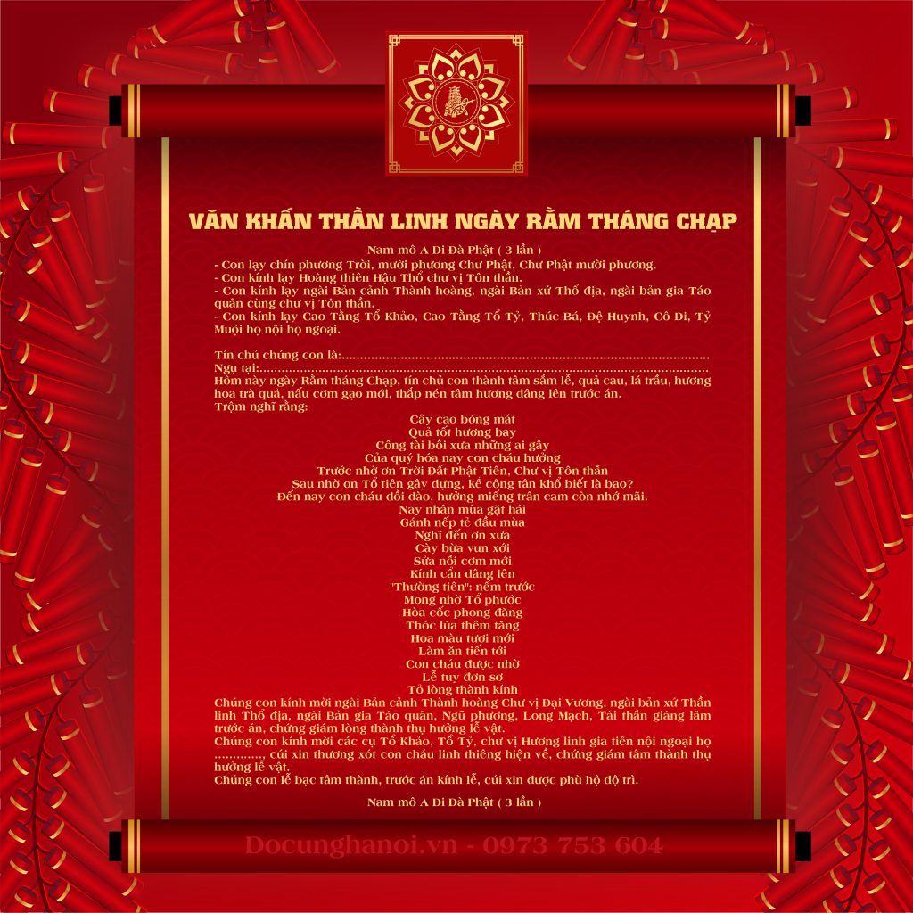 VĂN KHẤN THẦN LINH NGÀY RẰM THÁNG CHẠP