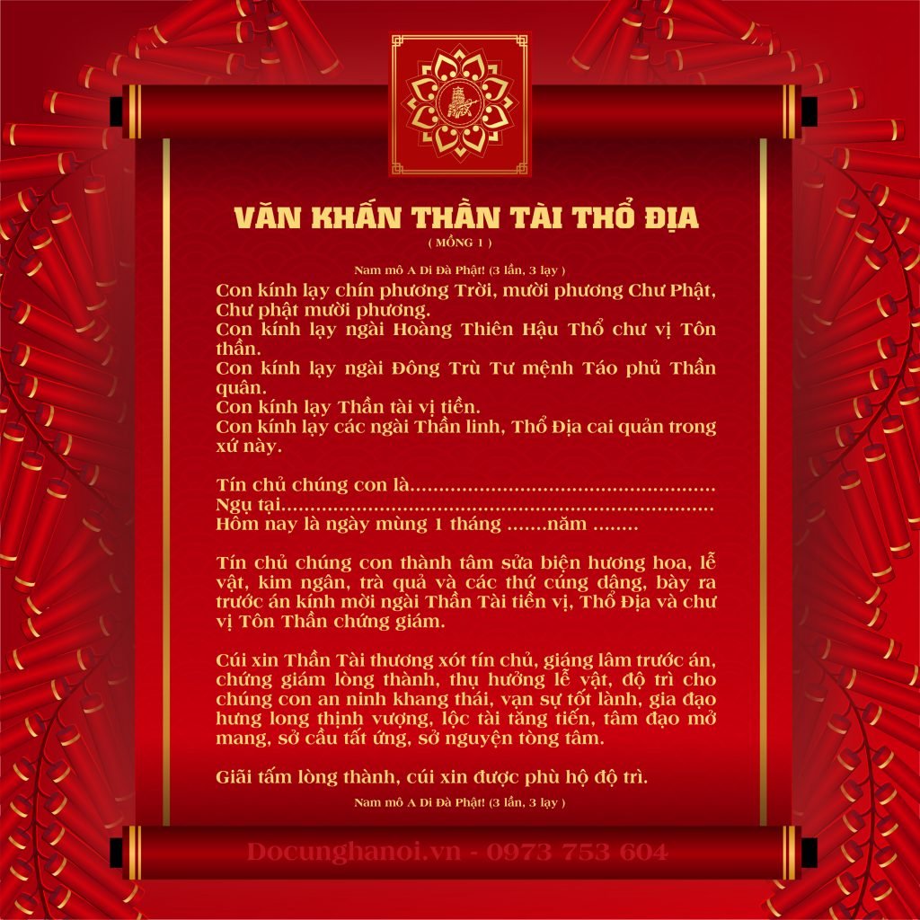 VĂN KHẤN THẦN TÀI THỔ ĐỊA