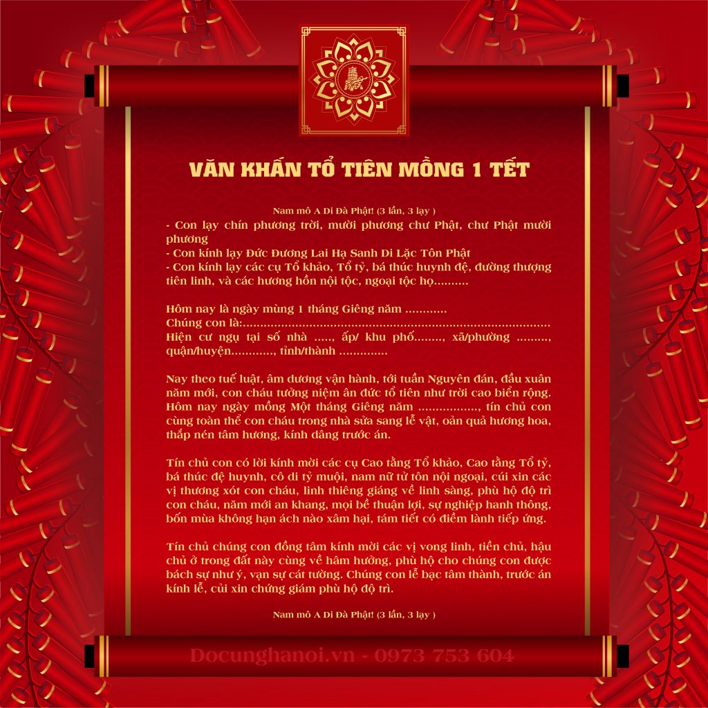 VĂN KHẤN TỔ TIÊN MỒNG 1 TẾT