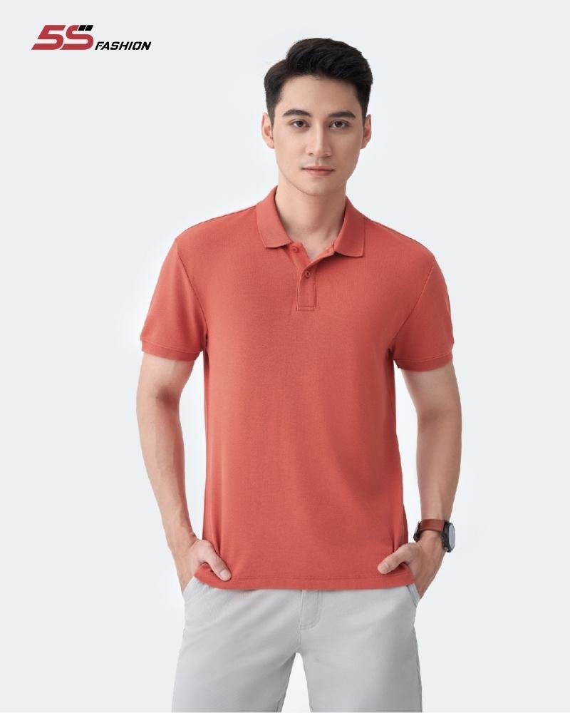 Áo polo màu đỏ cam phối quần short kaki xanh lá cho bé trai Bính Thân 2016