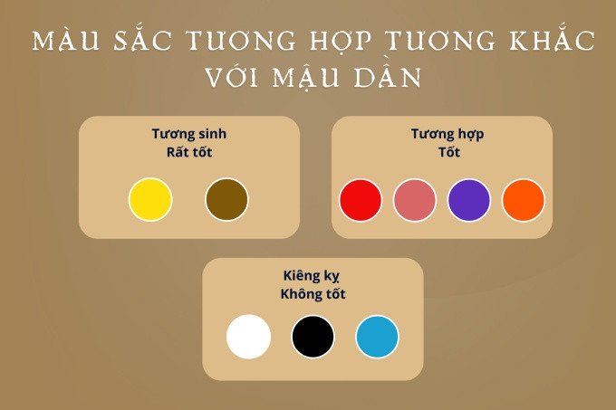 Các màu sắc hợp với người sinh năm 1998 mệnh Thổ như vàng, nâu đất