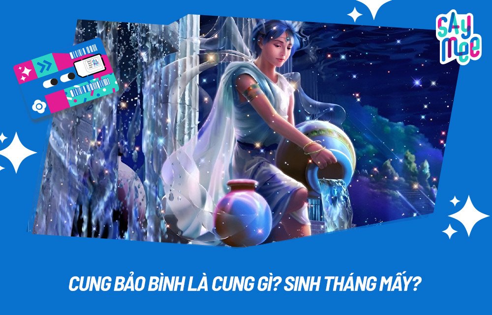 Hình ảnh cung Bảo Bình, người mang nước đại diện cho nguyên tố Khí và mệnh của chòm sao này