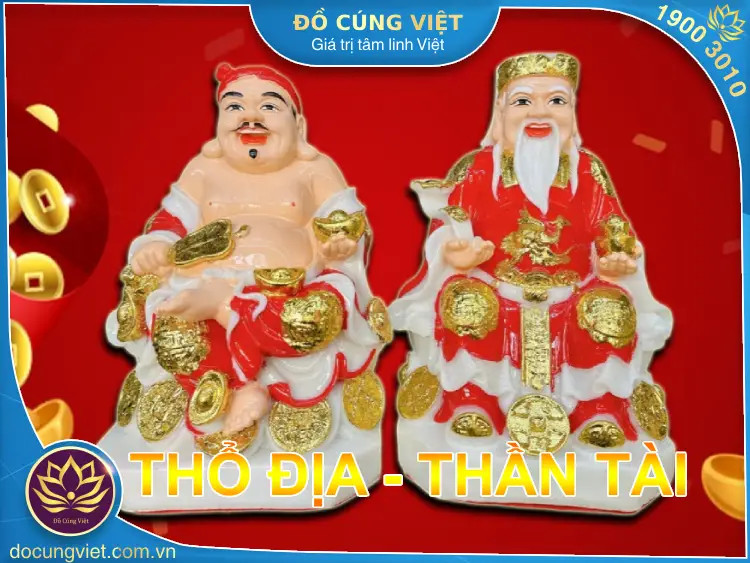 Hình ảnh Thần Tài và Thổ Địa trên ban thờ