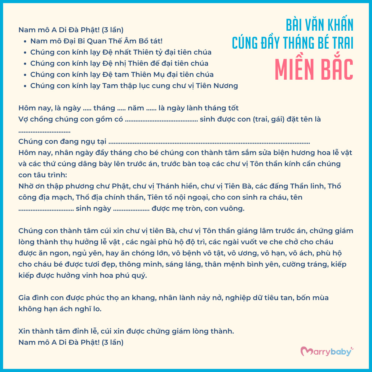 Mâm lễ cúng và văn khấn đầy tháng bé trai miền Bắc trang trọng