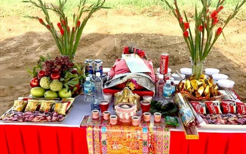 Mâm lễ vật cúng động thổ xây nhà chuẩn bị chu đáo