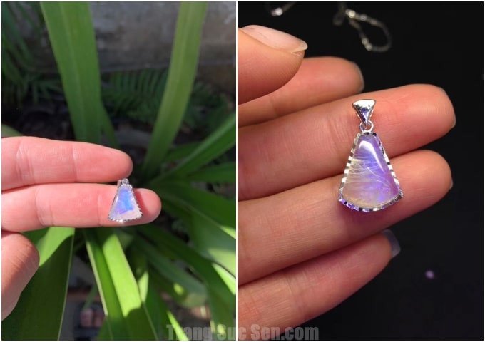 Mặt dây chuyền đá moonstone tinh xảo, phụ kiện hợp mệnh Thủy