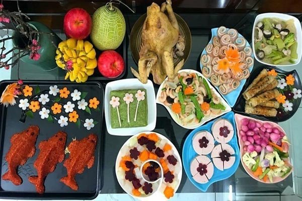 Bộ mâm cơm cúng Ông Công Ông Táo đầy đủ