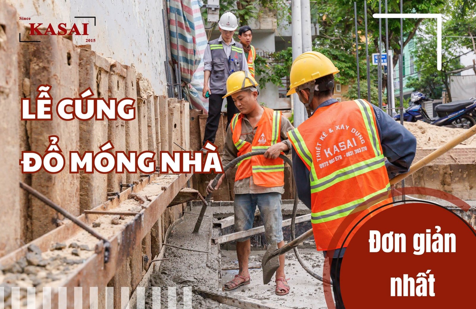 Hình ảnh mâm lễ cúng đổ móng nhà đơn giản tại công trường xây dựng
