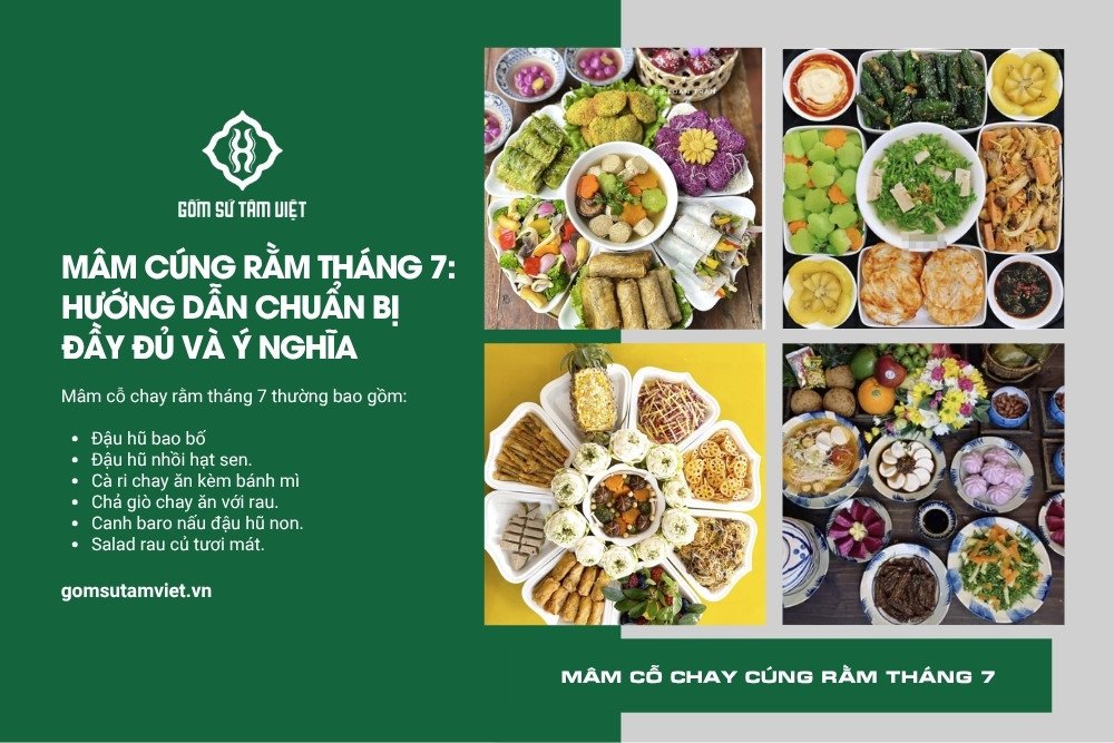 Mâm cỗ chay thanh đạm cúng Rằm tháng 7