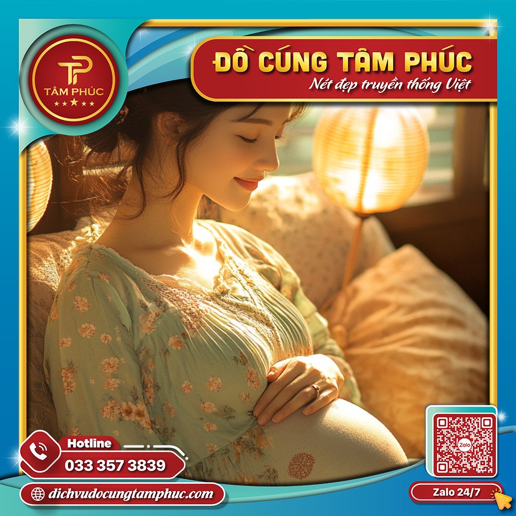 Mâm cúng Mụ trước sinh với đầy đủ lễ vật bày trí trang trọng