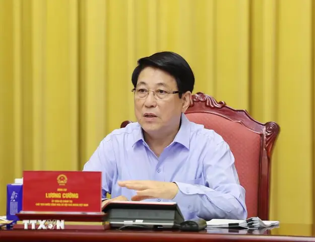 Chủ Tịch Nước Lương Cường Phát Biểu. (ảnh: Lâm Khánh/ttxvn)