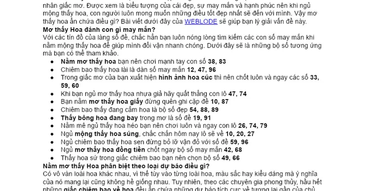 Nằm Mơ Thấy Hoa Đánh Con Gì Chắc Chắn Trúng Lớn, Dự Báo Điềm Gì Nằm Mơ Thấy Hoa Đánh Con Gì Chắc Chắn Trúng Lớn, Dự Báo Điềm Gì