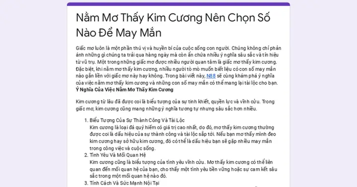 Nằm Mơ Thấy Kim Cương Nên Chọn Số Nào Để May Mắn