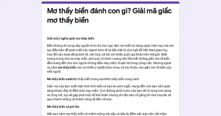 Mơ Thấy Biển Đánh Con Gì? Giải Mã Giấc Mơ Thấy Biển
