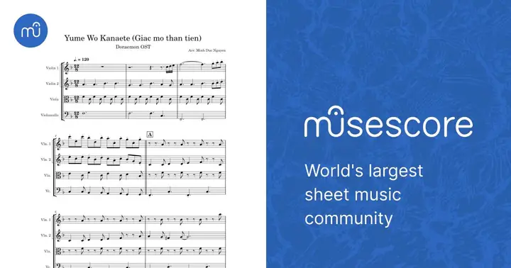 Yume Wo Kanaete String Quartet - Giấc Mơ Thần Tiên Sheet Music For ...