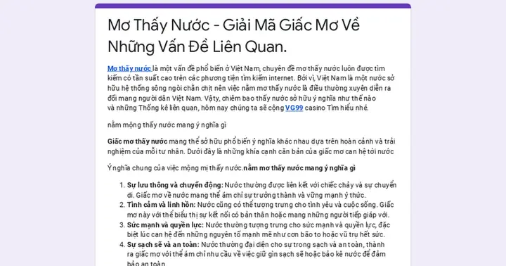 Mơ Thấy Nước - Giải Mã Giấc Mơ Về Những Vấn Đề Liên Quan.