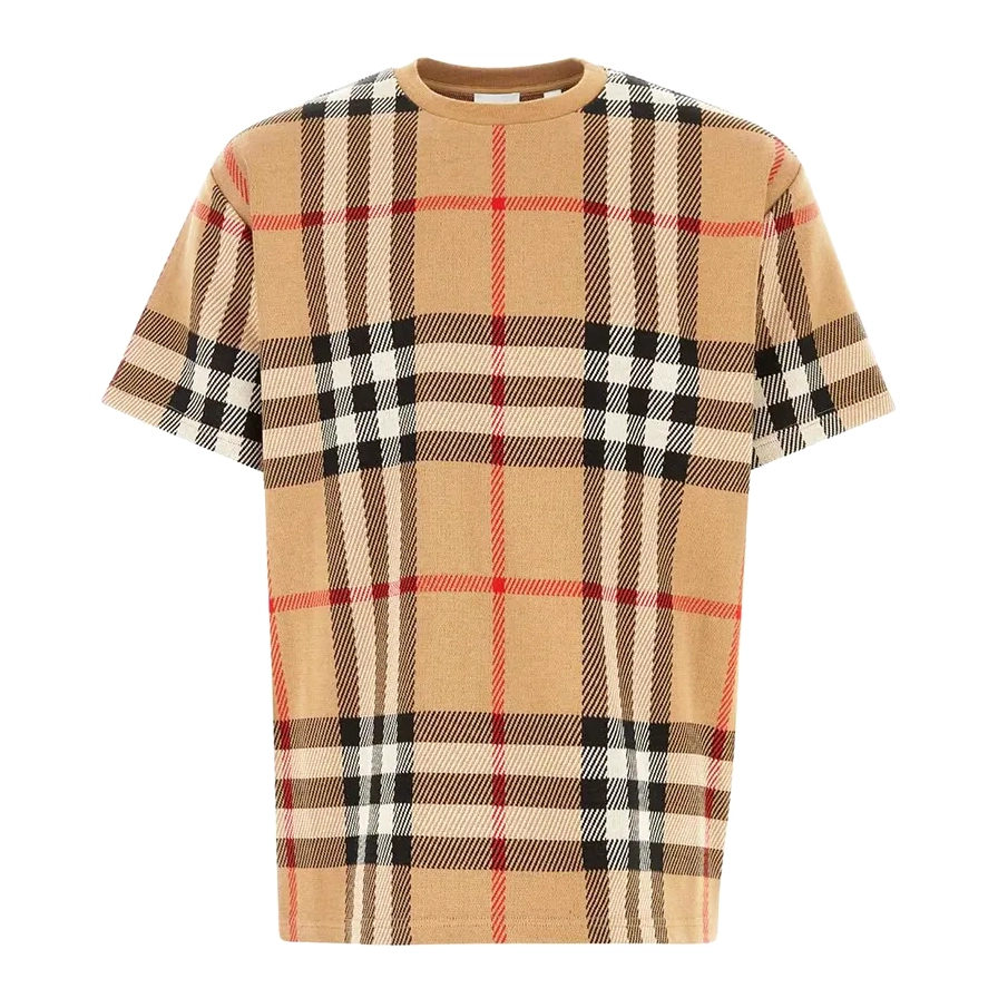 Áo thun nam Burberry cotton họa tiết kẻ