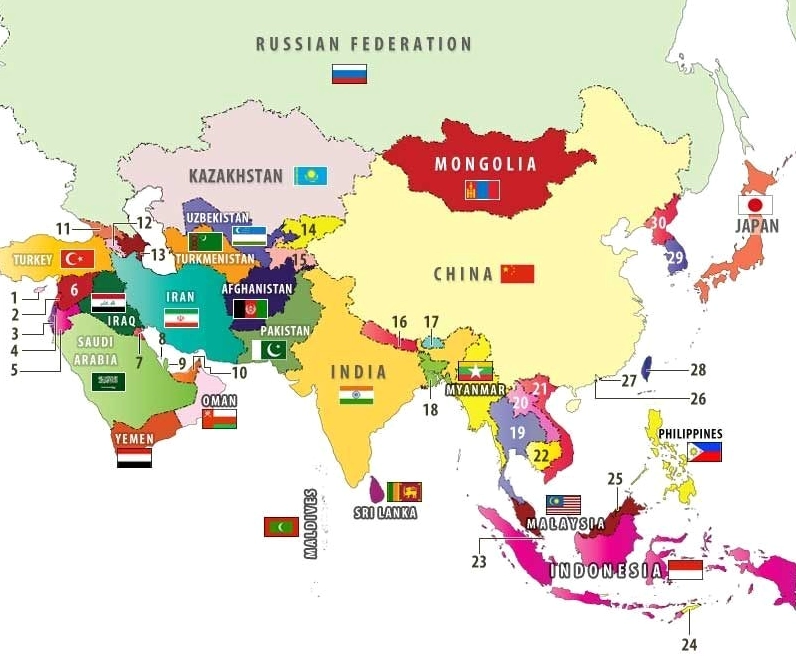 Thế giới có bao nhiêu châu lục? Giải đáp chi tiết, dễ hiểu năm 2026! Bản đồ các quốc gia ở châu Á