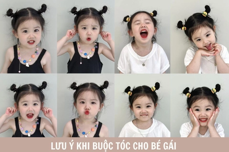Bé gái với kiểu tóc buộc cao dễ thương