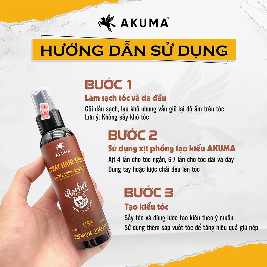 Chai xịt phồng tóc Akuma với thiết kế hiện đại