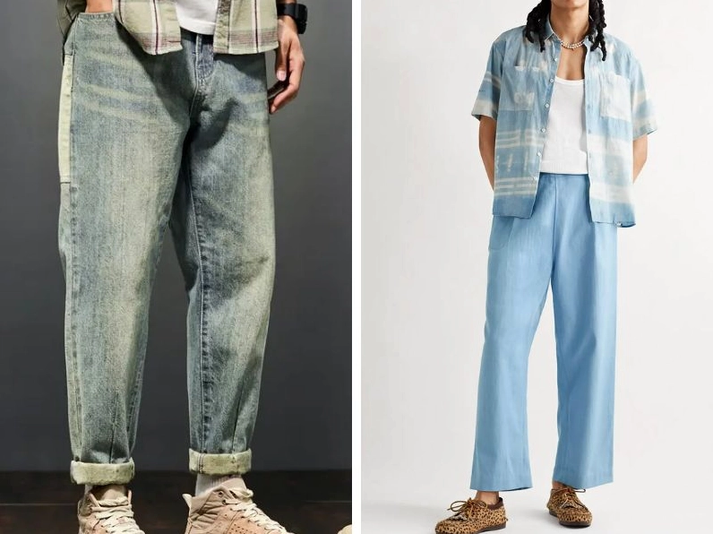 Quần Baggy Ống Rộng Nam: Xu Hướng Thời Trang 2026 Chàng trai phối quần baggy ống rộng nam màu be với áo sơ mi trắng oversize
