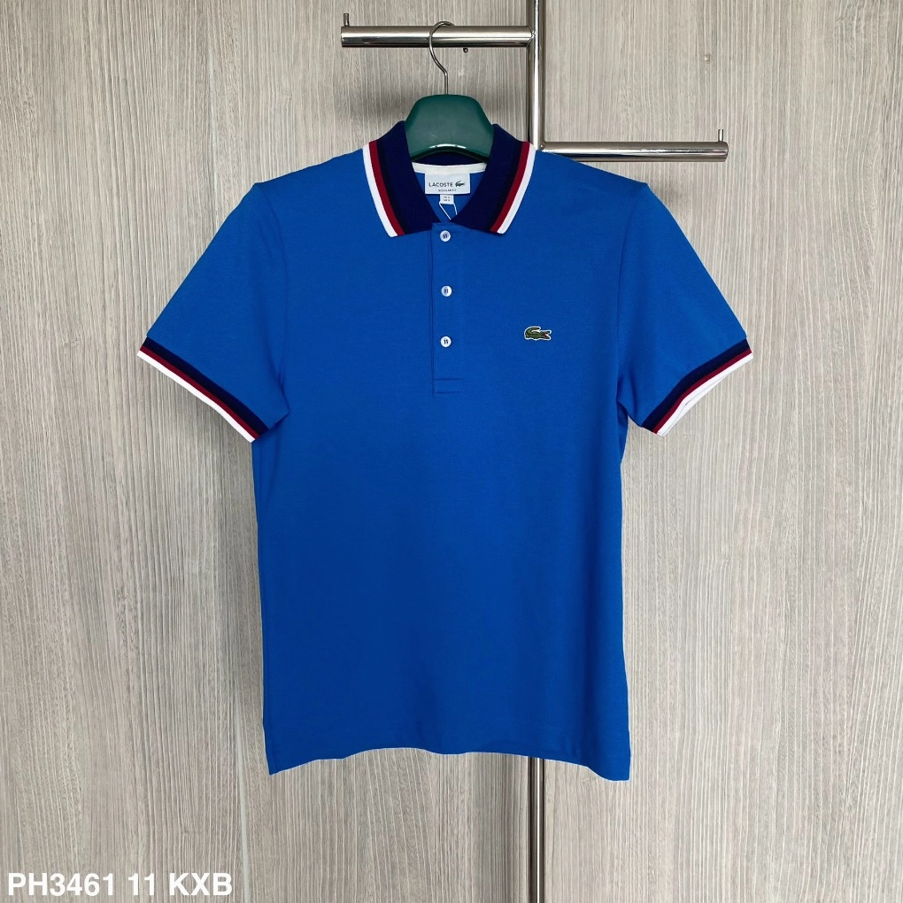 Chi tiết tem mác và đường may áo Lacoste chính hãng