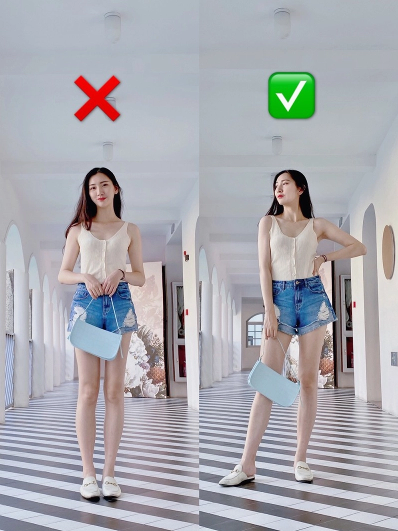 Cô gái tạo dáng chụp ảnh ở bãi biển với trang phục mùa hè