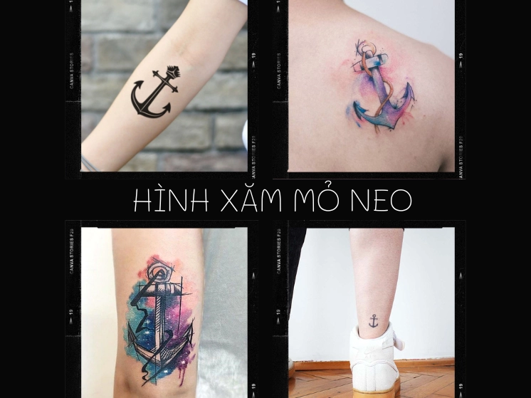 Cô gái với hình xăm mỏ neo nhỏ trên cổ tay