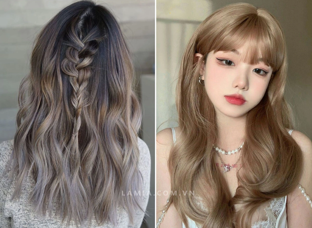 Cô gái với mái tóc màu nâu lạnh thời trang