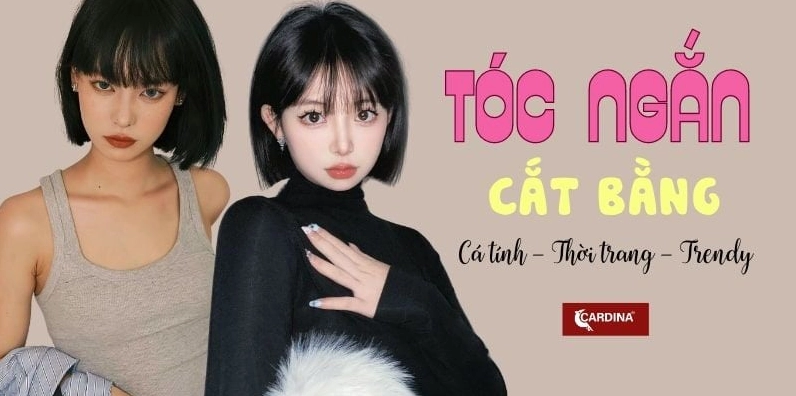 Cô gái với mái tóc ngắn mái bằng thẳng mượt