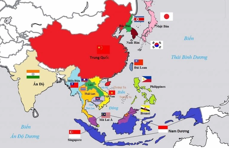 Hình ảnh các quốc gia Đông Nam Á trên bản đồ
