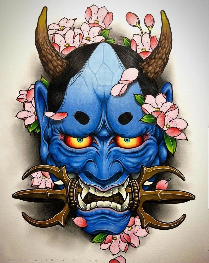 Hình ảnh mặt nạ quỷ Dạ Xoa Hannya biểu cảm giận dữ
