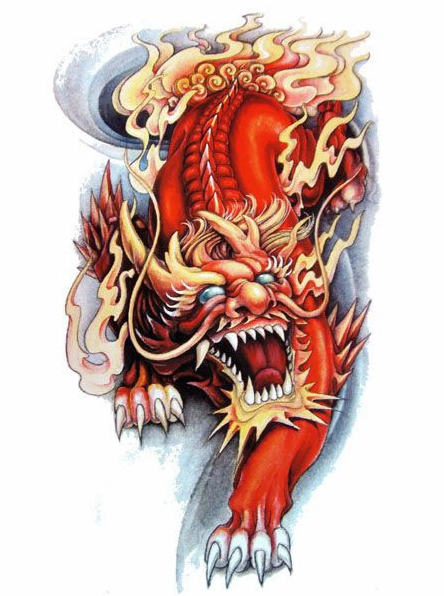 Hình xăm đầu kỳ lân uy nghiêm