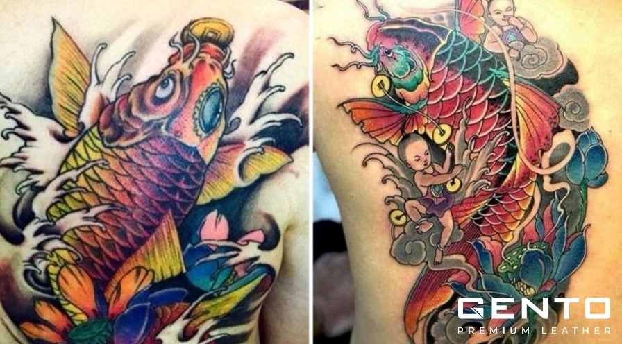 Hình xăm cá chép hóa rồng ấn tượng