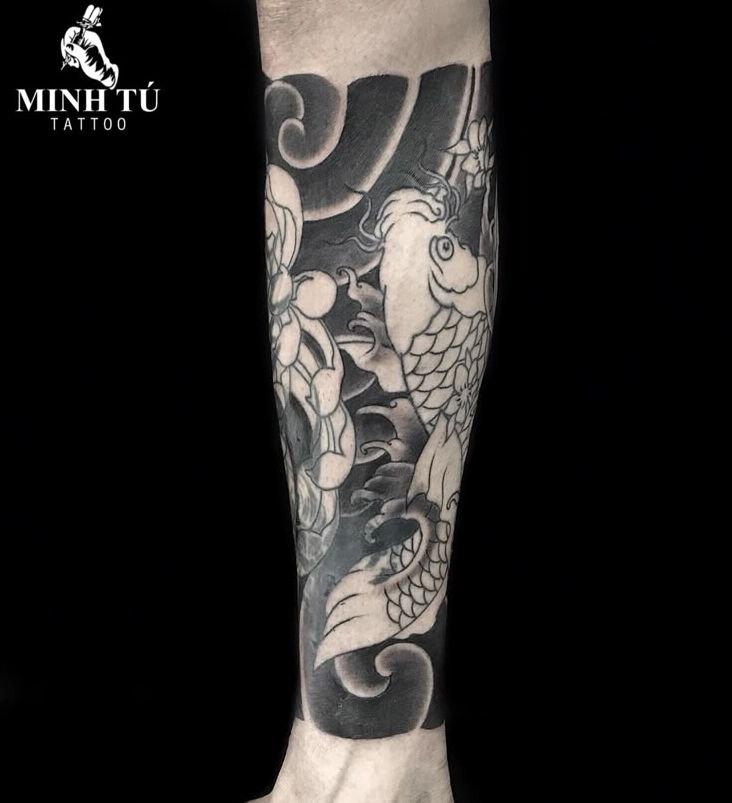 Hình xăm cá chép hóa rồng ở cánh tay