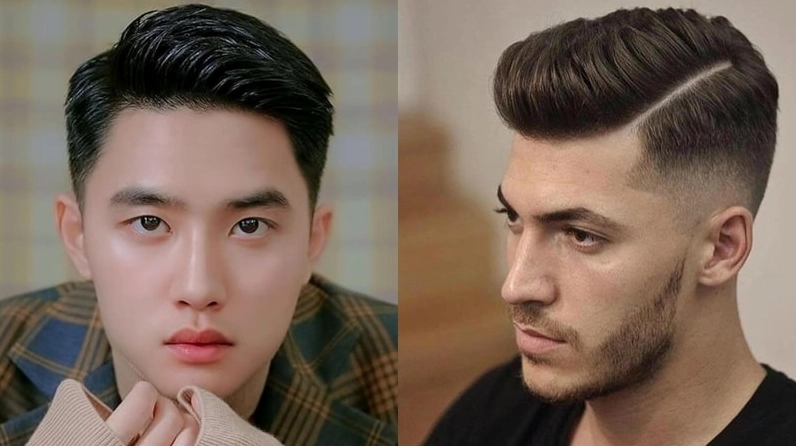 Kiểu tóc nam 7/3 ngắn với đường ngôi rõ nét