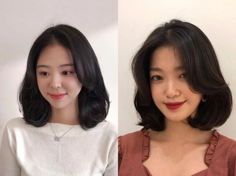 Kiểu tóc ngang vai thẳng tự nhiên