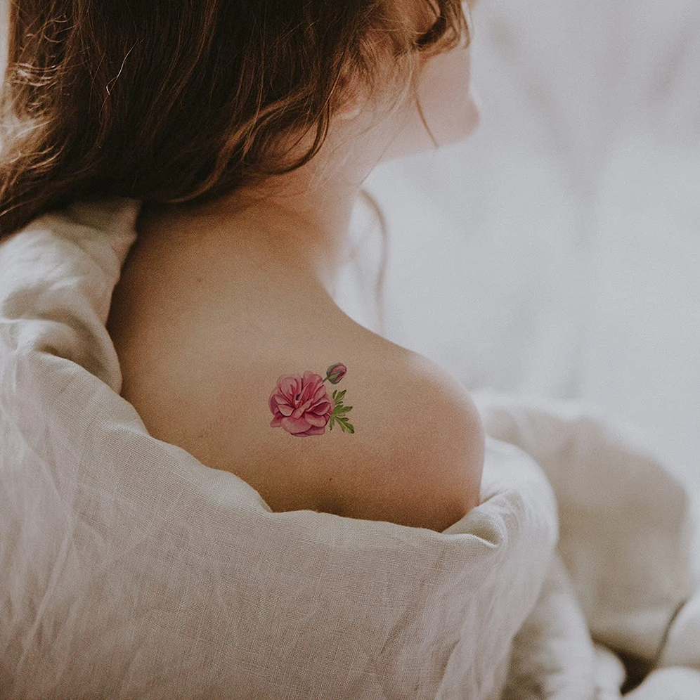 Mẫu hình xăm hoa mẫu đơn mini