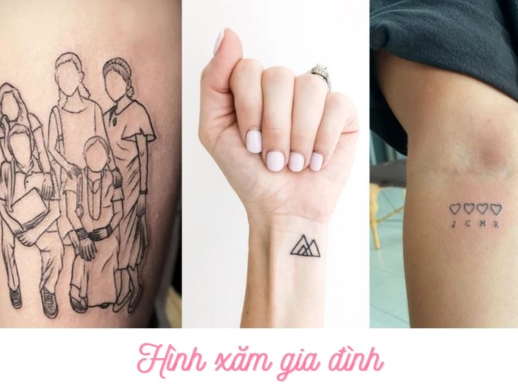 Mẫu xăm hình gia đình với nhiều thành viên