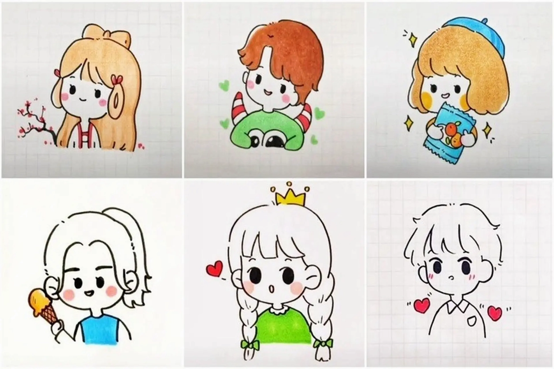 Nhân vật chibi dễ thương với biểu cảm ngộ nghĩnh