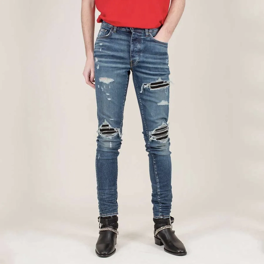 Quần bò nam Amiri dáng slim fit màu xanh classic