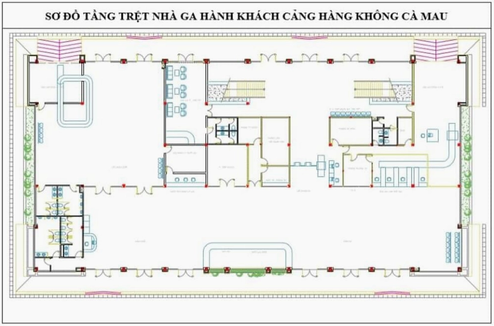Sơ đồ tầng trệt nhà ga hành khách sân bay Cà Mau