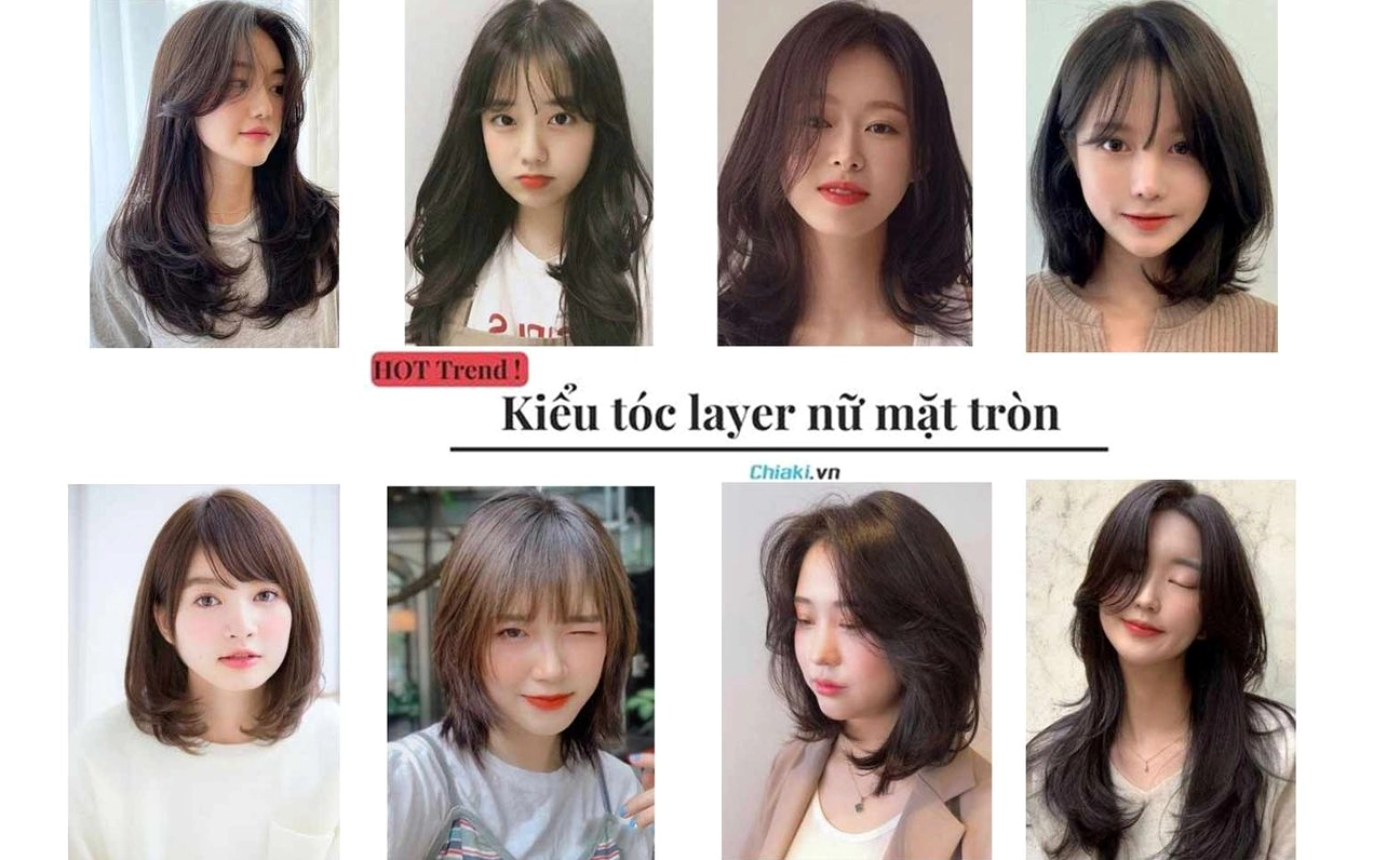 Tóc layer ngắn nữ tính cho mặt tròn