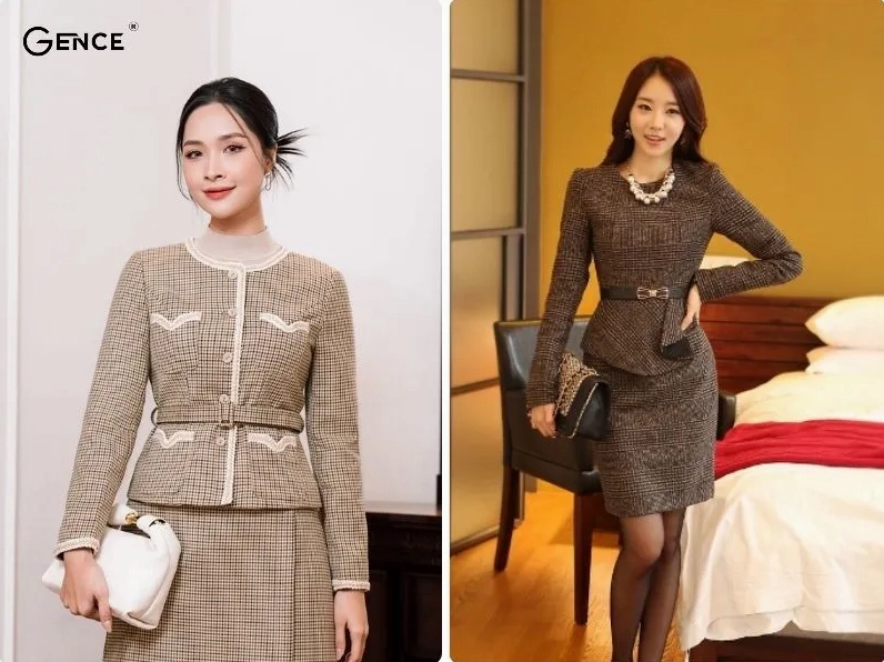 Các Mẫu Váy Dạ Mùa Đông Đẹp Nhất 2026 Váy dạ liền thân dáng dài màu be thanh lịch